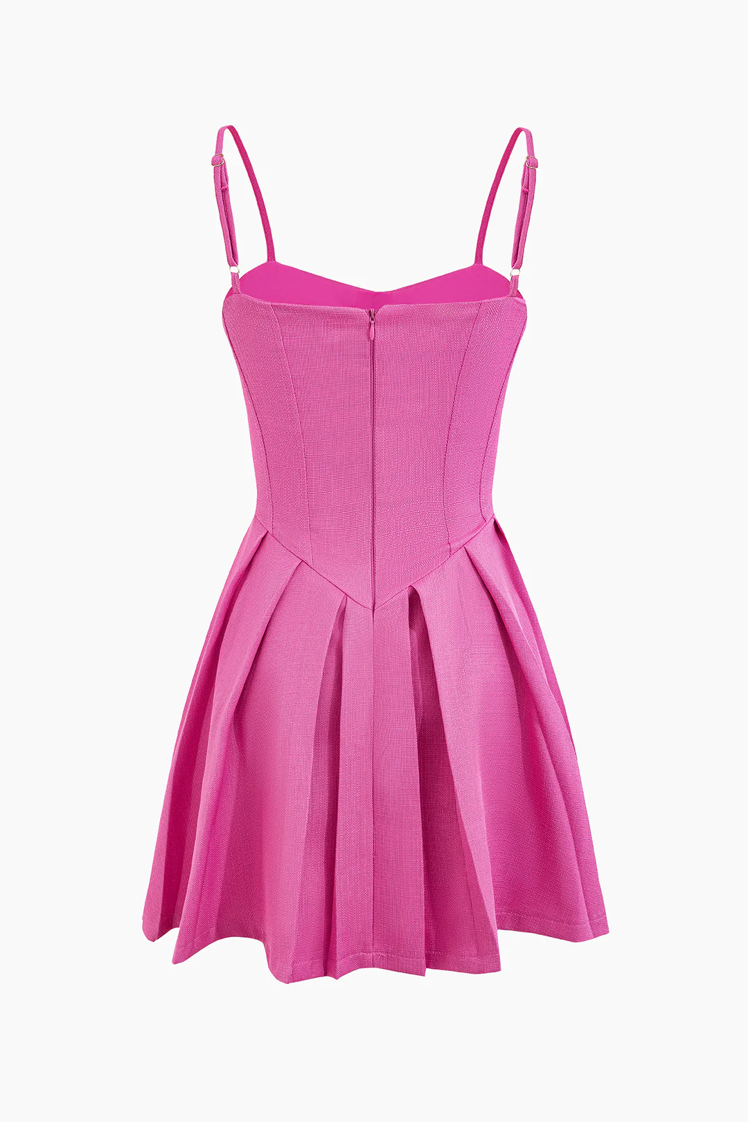 Pleated Zipper Sleeveless Mini Dress - Flockneti