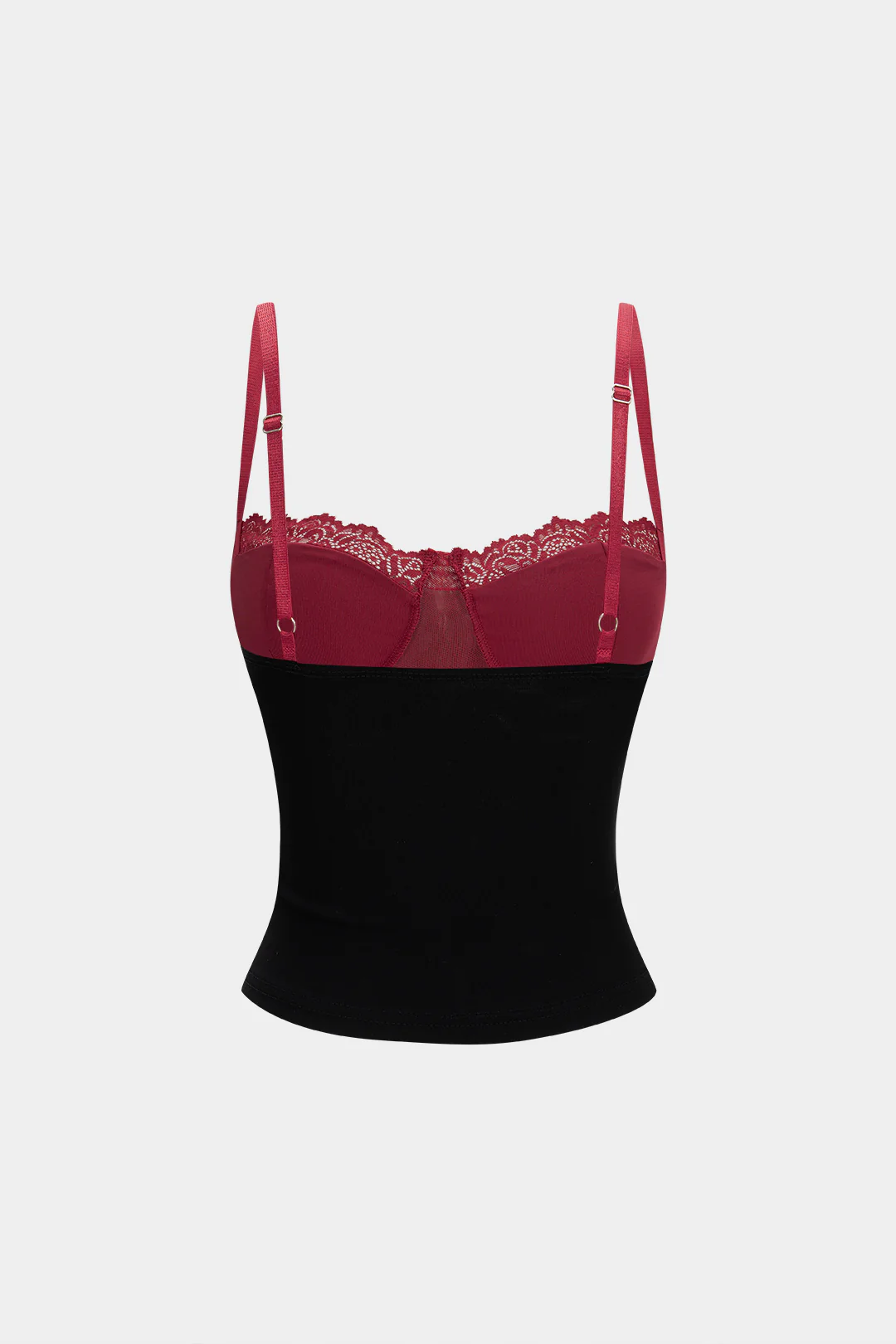 Contrast Lace Trim Backless Cami Top - Flockneti