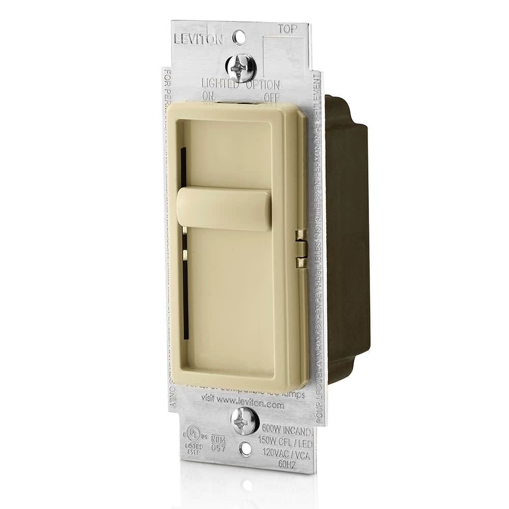 Leviton Decora Dimmer Switch Ivory Incandescent/Halogen Slide - Flockneti