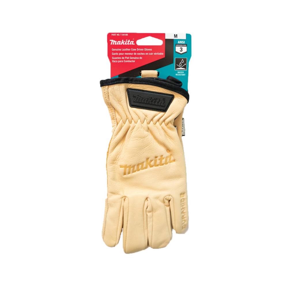 Makita Driver Gloves Genuine Leather Cow Medium - Flockneti