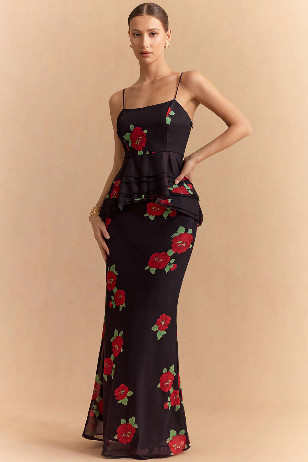Floral Print Chiffon Zipper Skirt - Flockneti