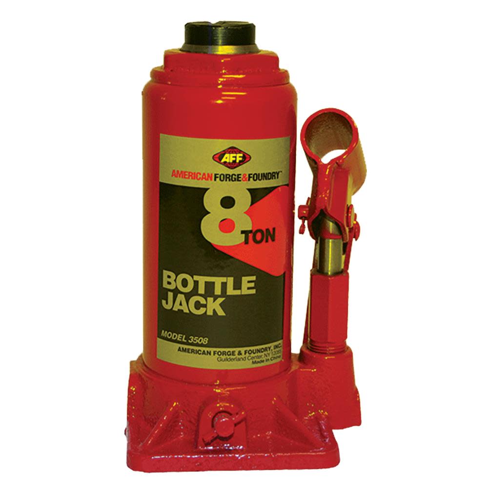 American Forge Heavy Duty 8 Ton Bottle Jack Manual Machine Hardened Steel Saddles Centered Pumps and Rams - Flockneti