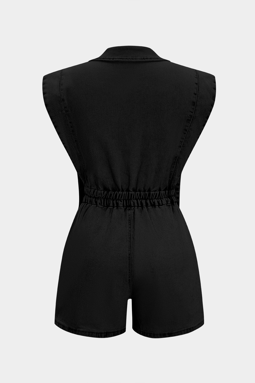 Denim V-Neck Cut Out Jumpsuit - Flockneti
