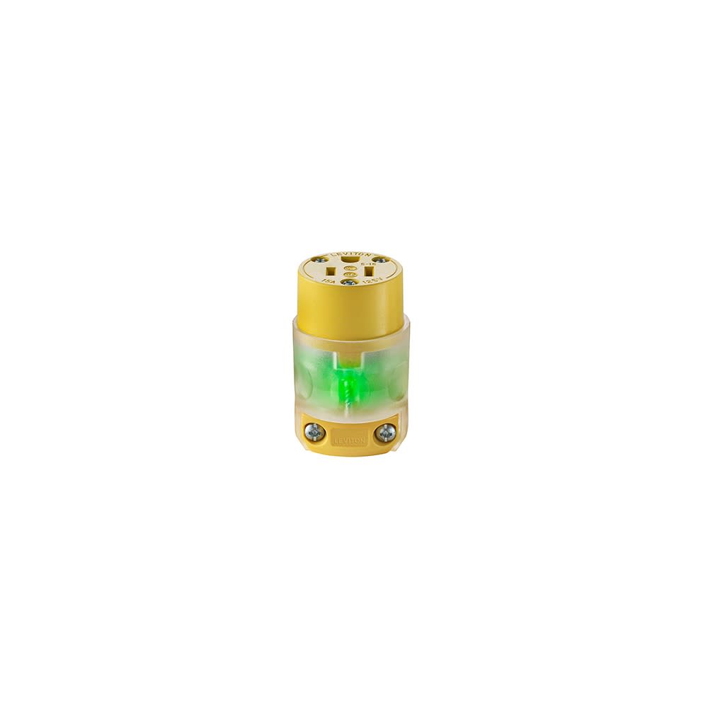 Leviton 15A 125V 2 Pole 3 Wire Straight Blade Lighted Connector - Flockneti