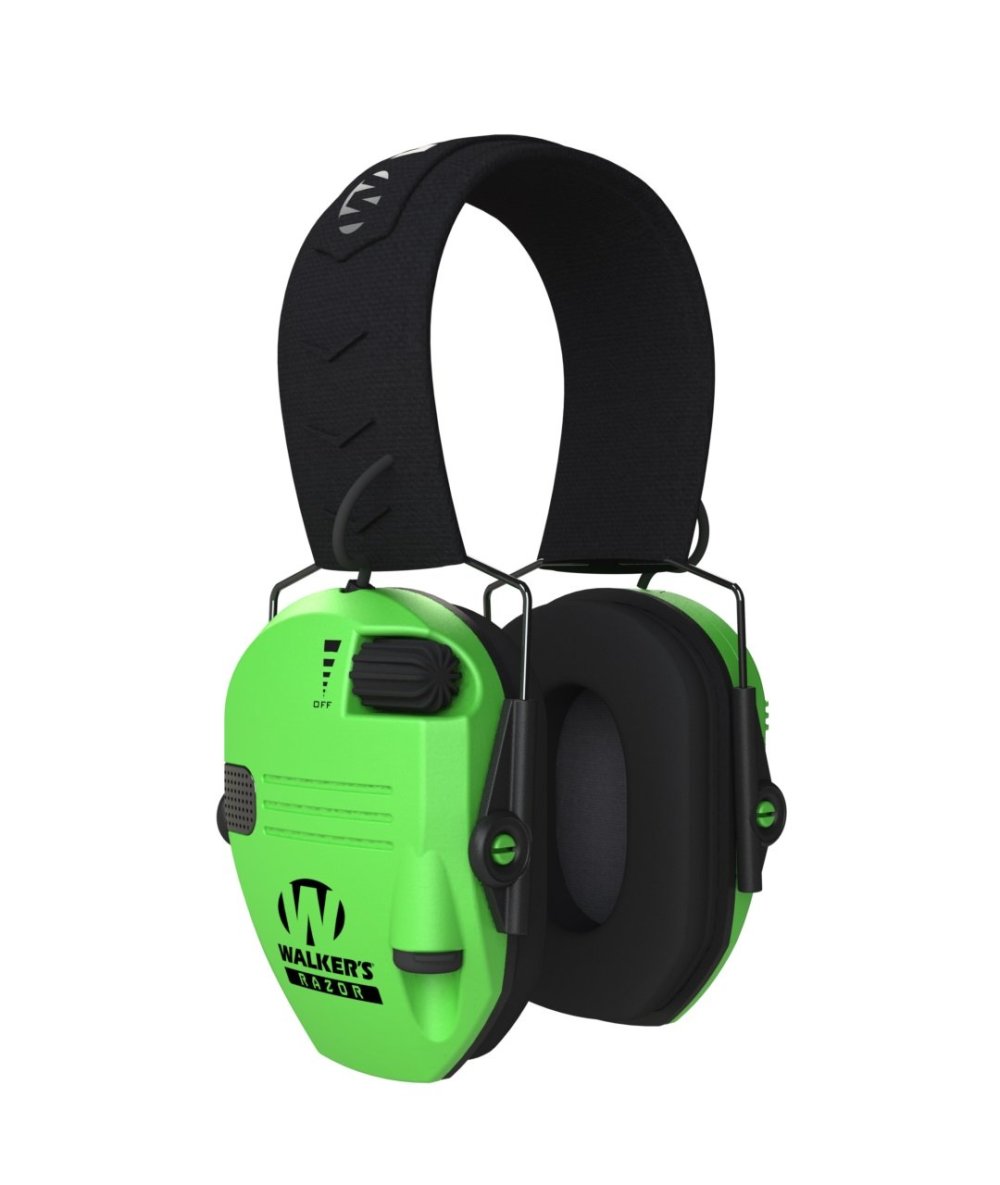 Walkers Safety Razor Slim Electronic Muffs- HiViz Green - Flockneti