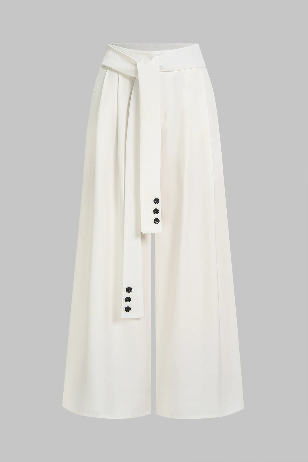 Tie Front Button Wide-Leg Pants - Flockneti