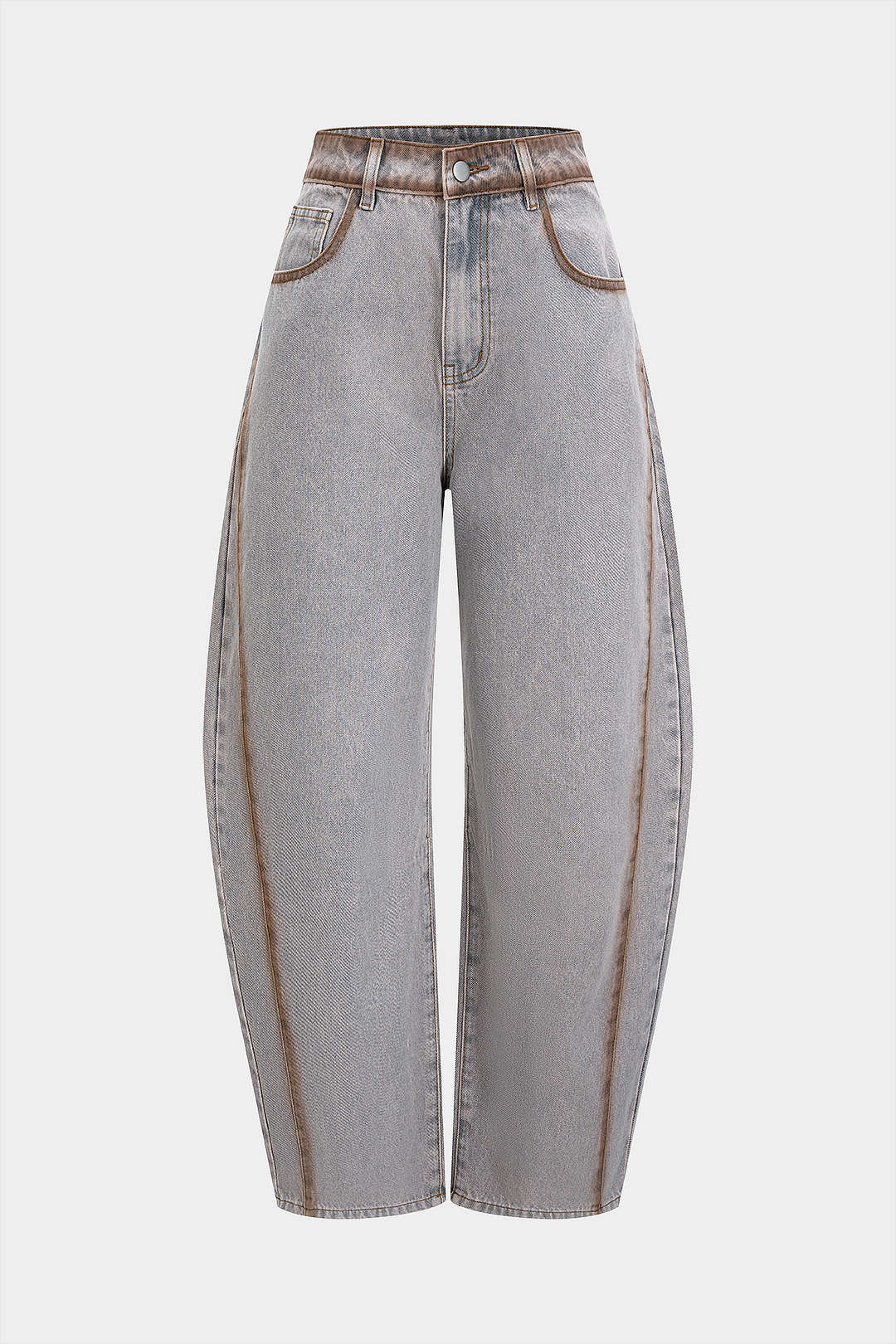 Denim Stitching Washed Pocket Jeans - Flockneti
