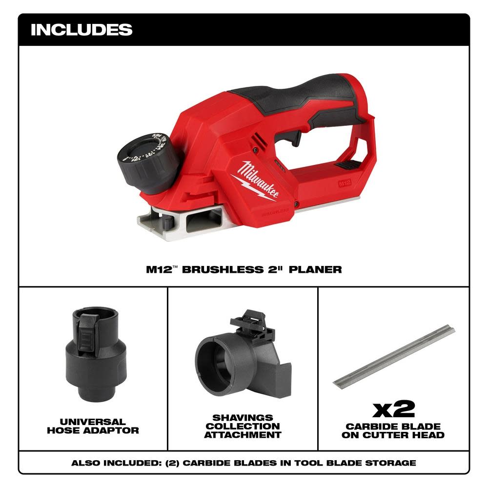 Milwaukee M12 2″ Planer Brushless Bare Tool - Flockneti
