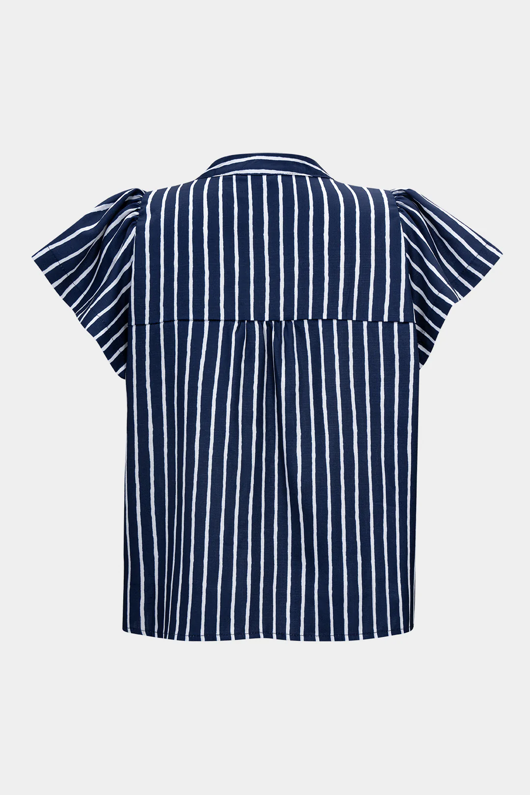 Stripes Print V-Neck Flutter Sleeve Shirt - Flockneti