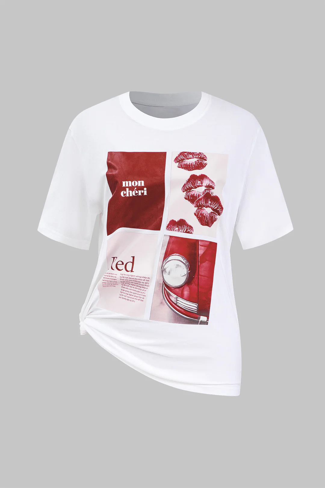 Letter Print Round Neck Short Sleeve T-Shirt - Flockneti