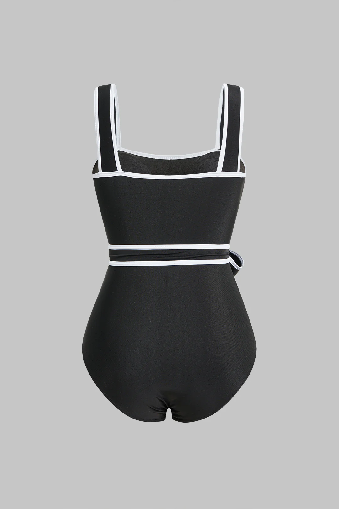 Contrast Binding Tie Front Swimsuit - Flockneti