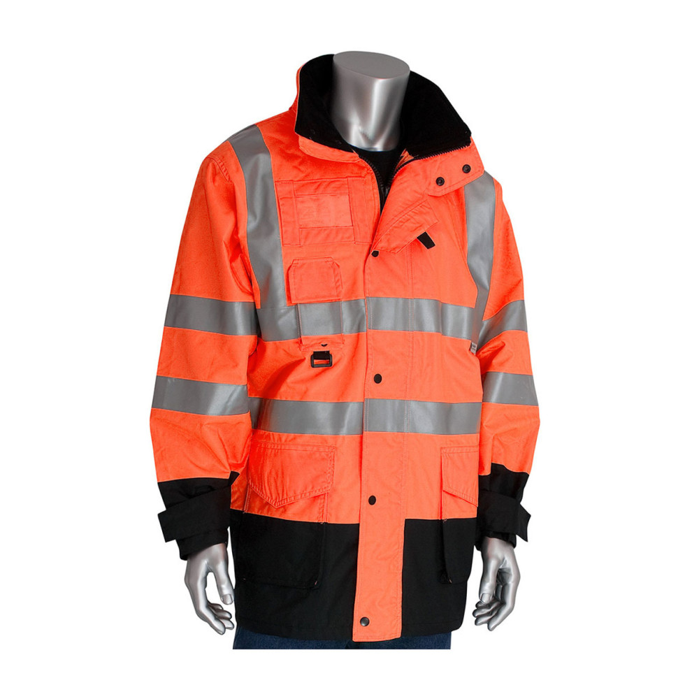 Protective Industrial Products 7-in-1 All Conditions Coat Class 3 Hi-Vis Orange Small - Flockneti