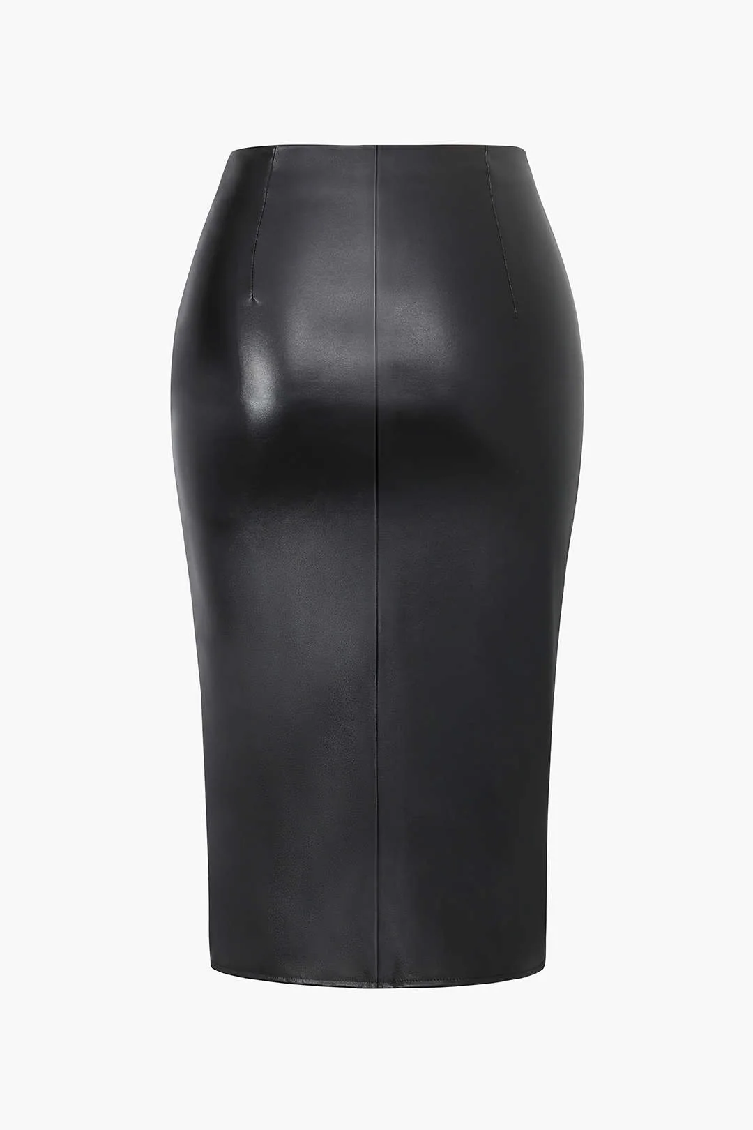 Plus Size Faux Leather Ruched Zipper Skirt - Flockneti