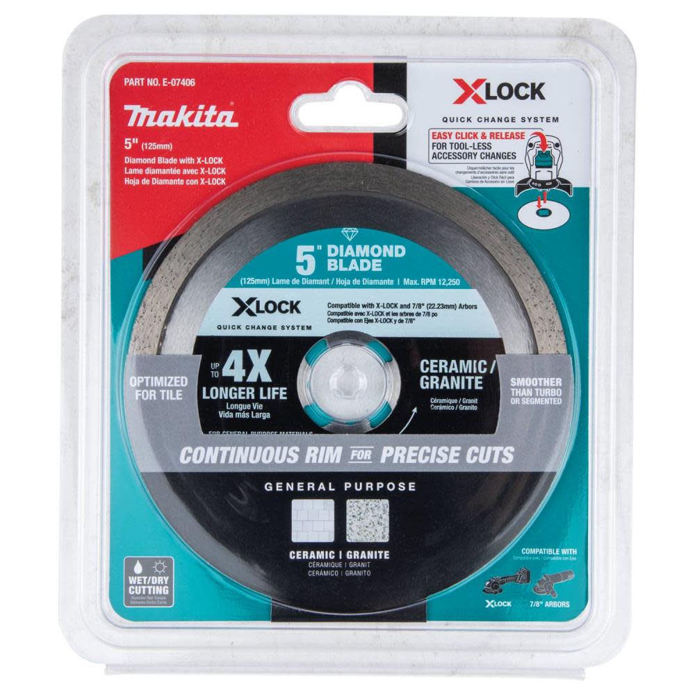 Makita X-LOCK 5″ Continuous Rim Diamond Blade for Ceramic and Granite Cutting - Flockneti