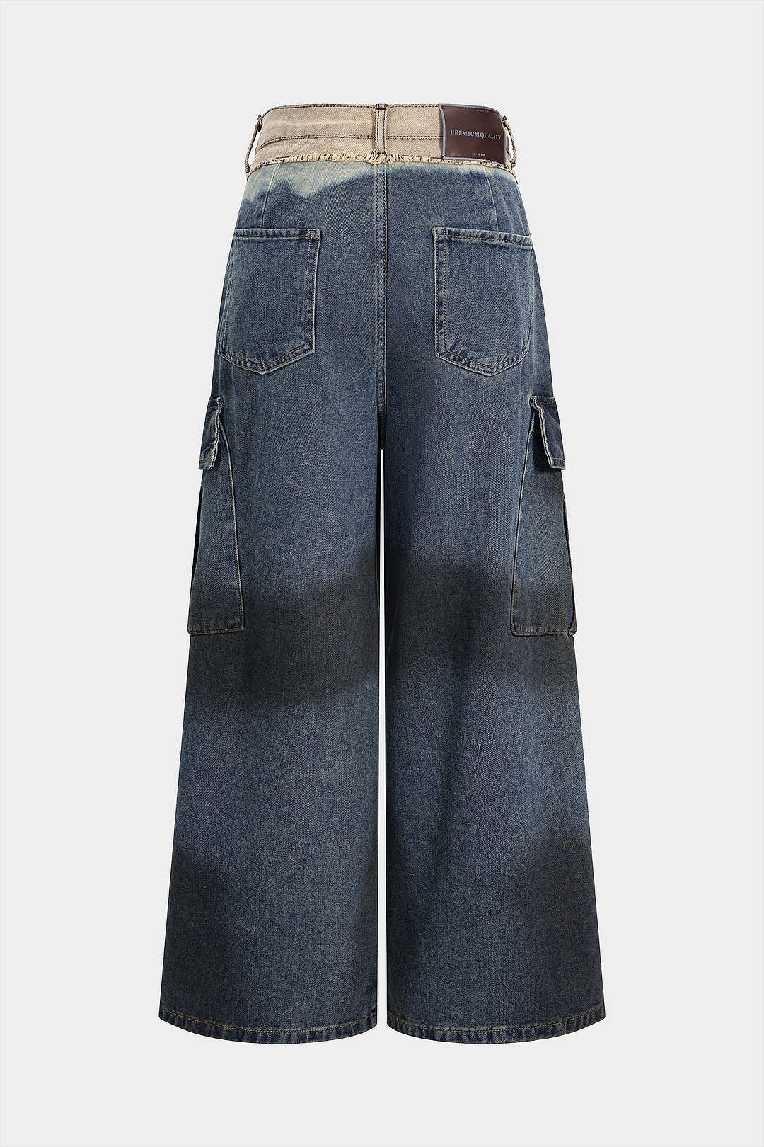 Denim Contrast Pocket High Waist Jeans - Flockneti