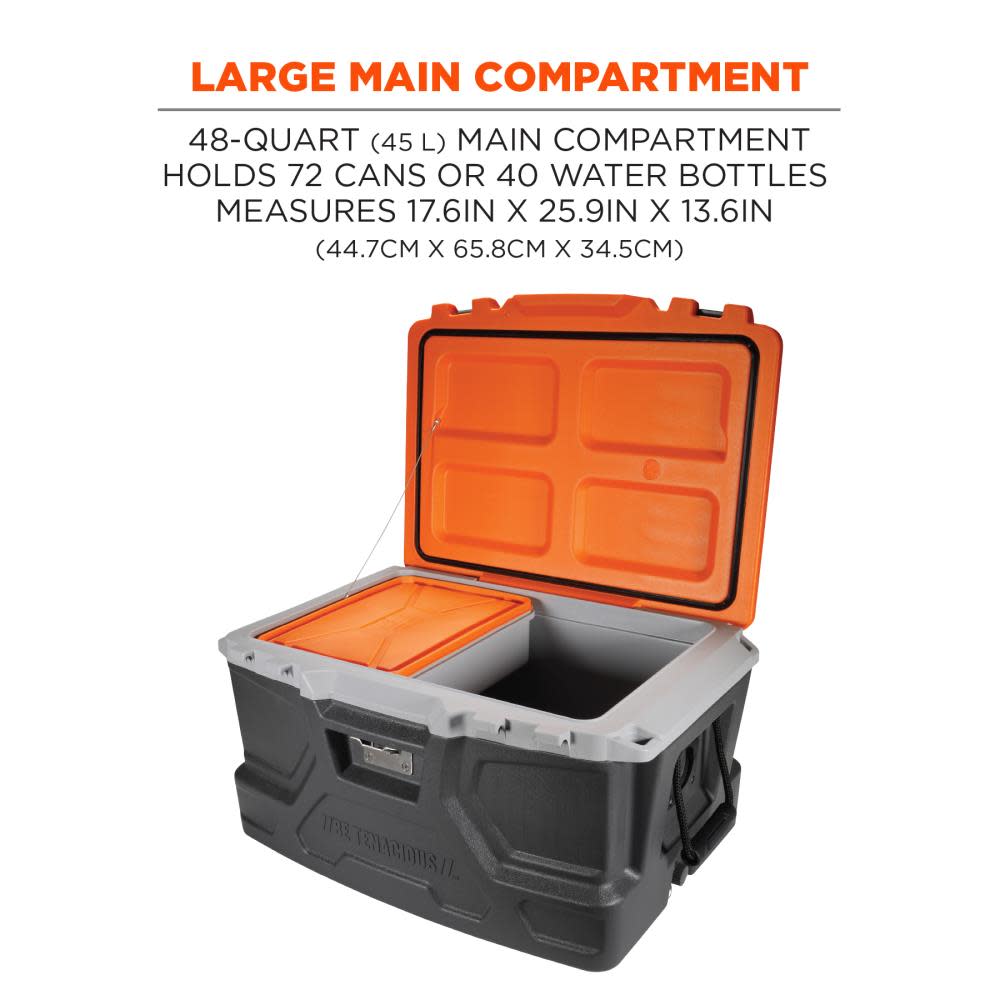 Ergodyne Chill Its 5171 Industrial Hard Sided Cooler 48 Quart Single Orange & Gray - Flockneti
