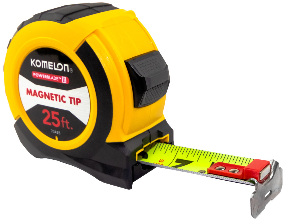 Komelon 25′ x 11/16″ Magnetic ABS Power Blade 2 Series Tape Measure - Flockneti