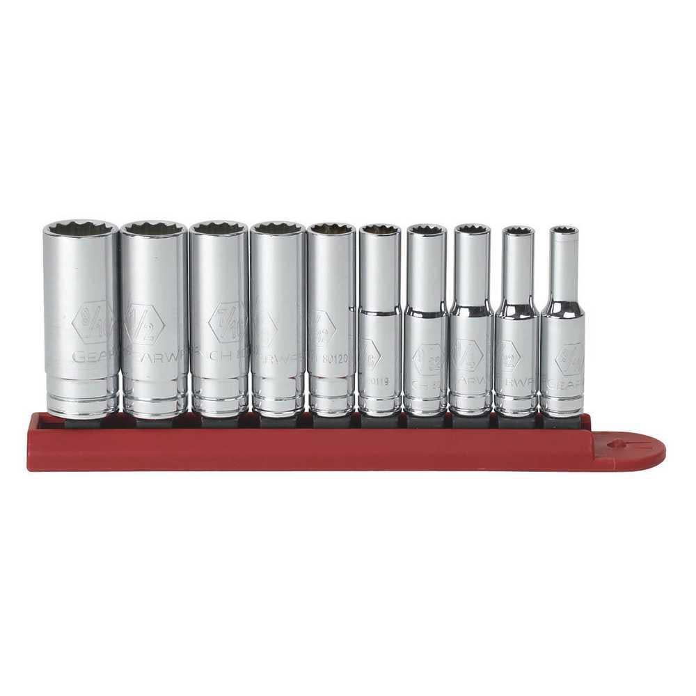 GEARWRENCH 10 Pc 1/4″ Drive 12 Point Deep SAE Socket Set - Flockneti