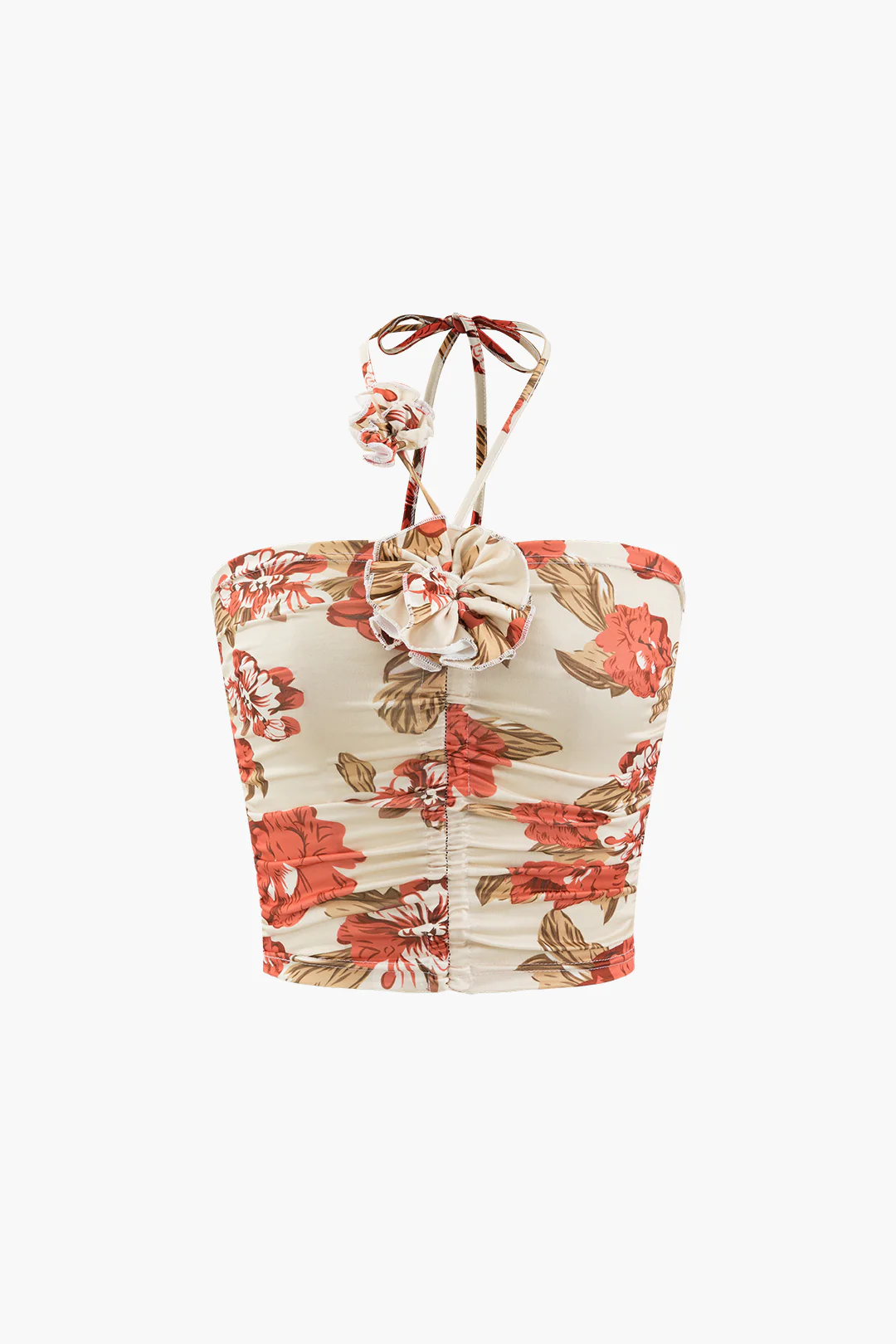 3D Flower Decor Halter Neck Backless Cami Top - Flockneti