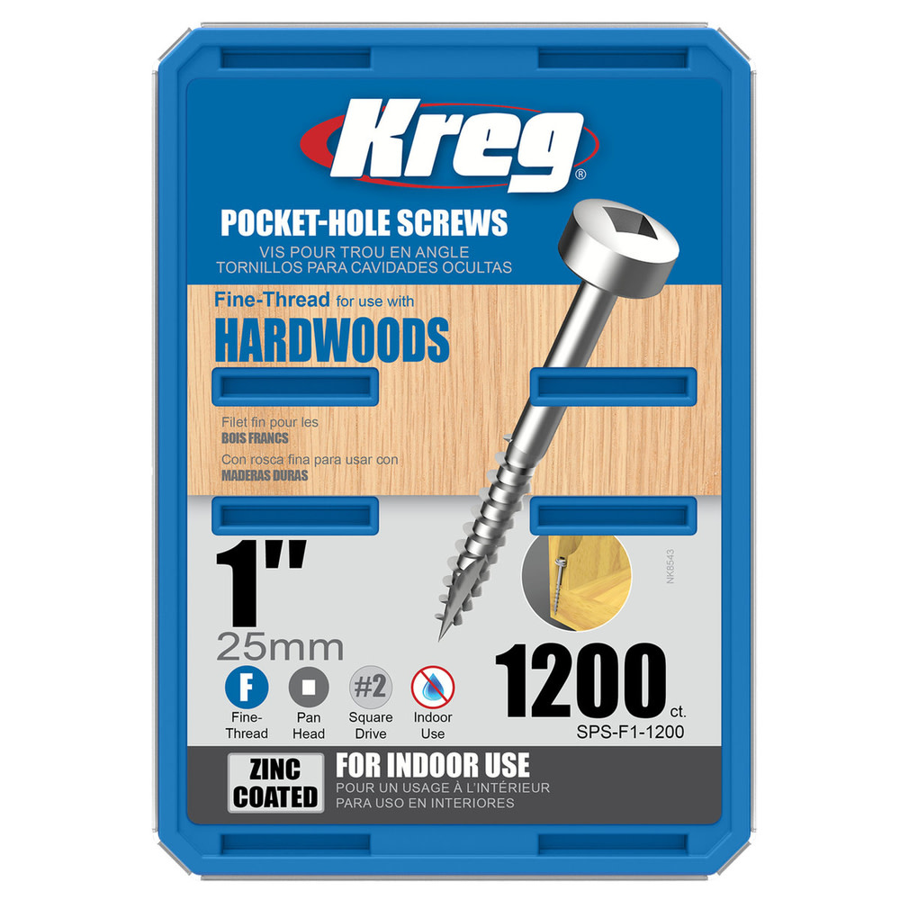 Kreg 1″ #6 Fine Pan-Head Zinc Pocket Screw – 1200ct - Flockneti