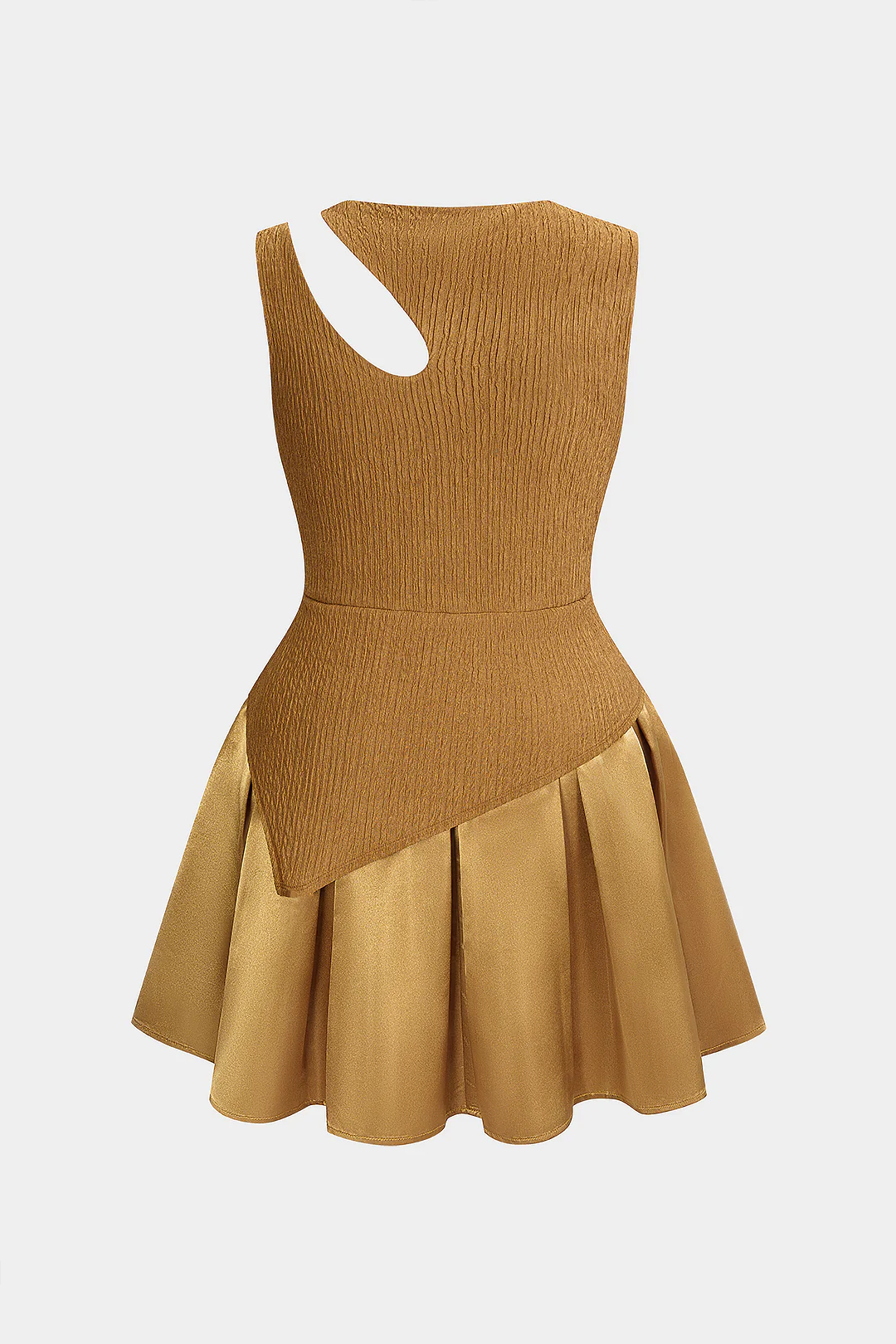 Plus Size Round Neck Asymmetrical Cut Out Sleeveless Mini Dress - Flockneti