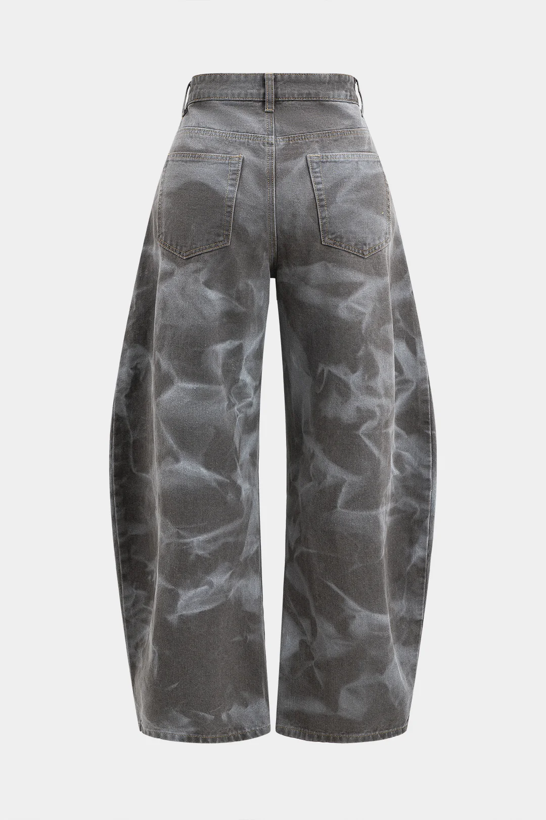 Abstract Print Denim Barrel Jeans - Flockneti