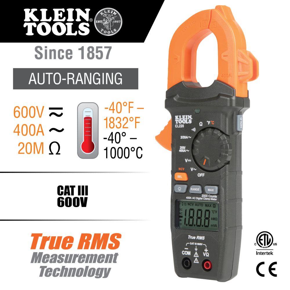 Klein Tools Digital Clamp Meter with Temp - Flockneti
