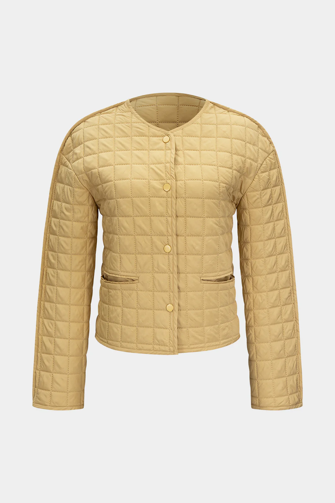 Button Plaid Puffer - Flockneti