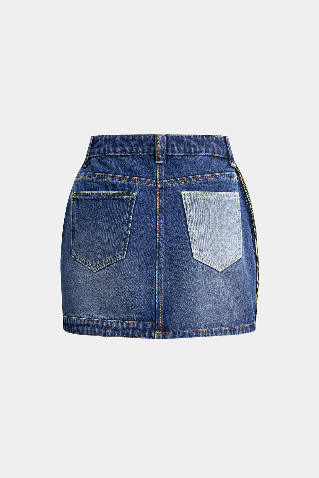 Contrast Denim Patchwork Skirt - Flockneti