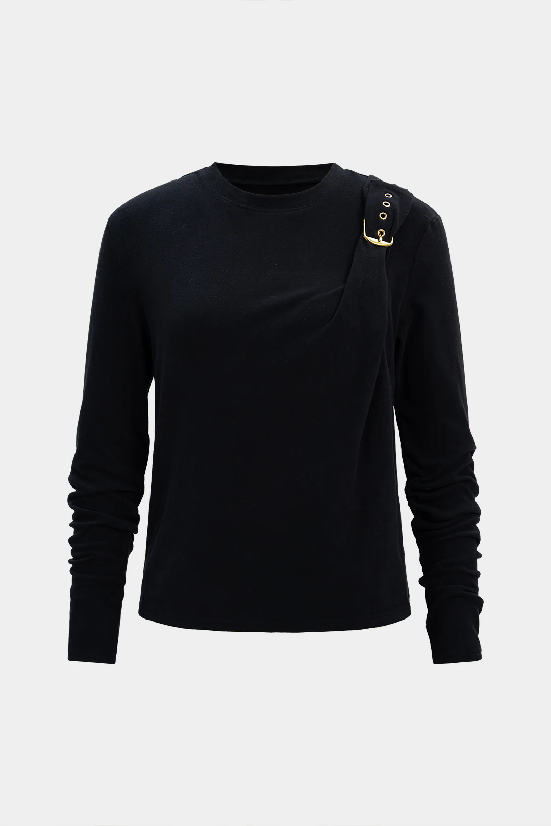 Round Neck Asymmetrical Long-Sleeve Top - Flockneti