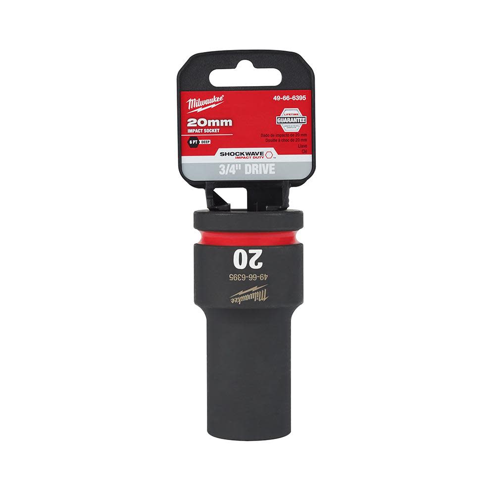 Milwaukee SHOCKWAVE Impact Duty Socket 3/4″ Drive 20MM Deep 6 Point - Flockneti
