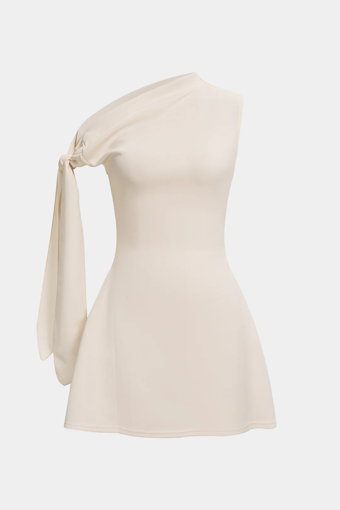 Asymmetrical Tie-Up One Shoulder Sleeveless Mini Dress - Flockneti