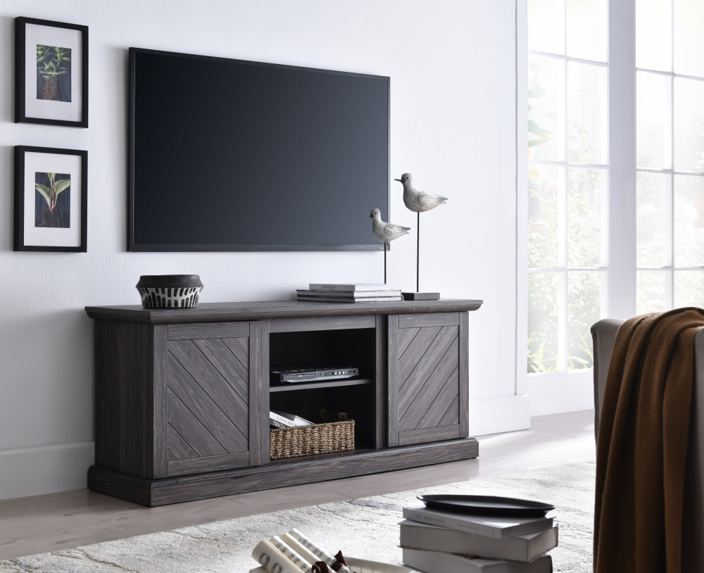 Hearthpro Media Console with Plank Style Doors - Flockneti