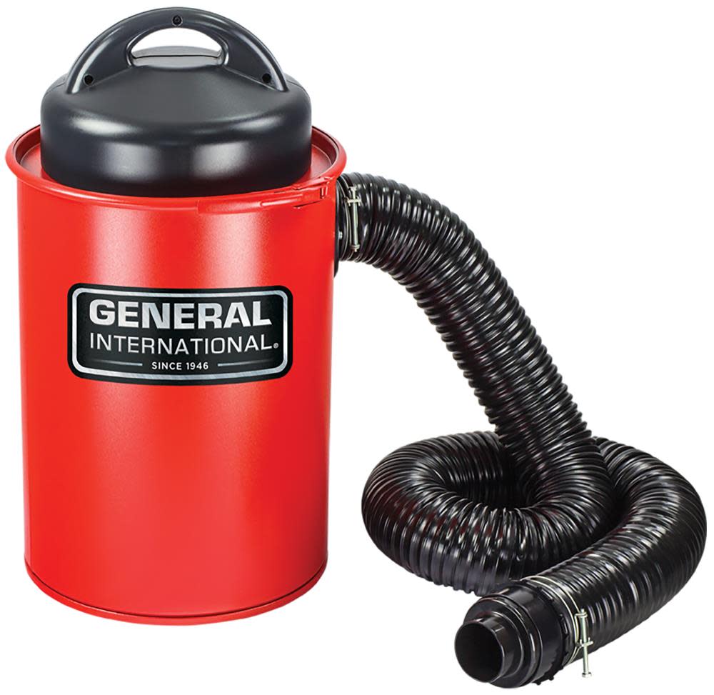 General International 1-1/2 HP Dust Collector 13 Gallon Metal Collection Drum - Flockneti