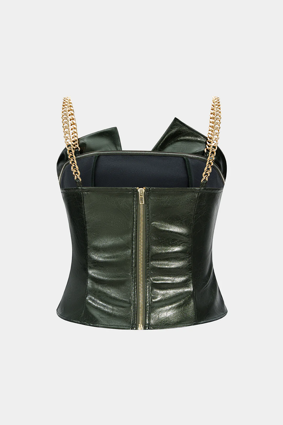 Plus Size Faux Leather Metallic Ruched Cami Top - Flockneti