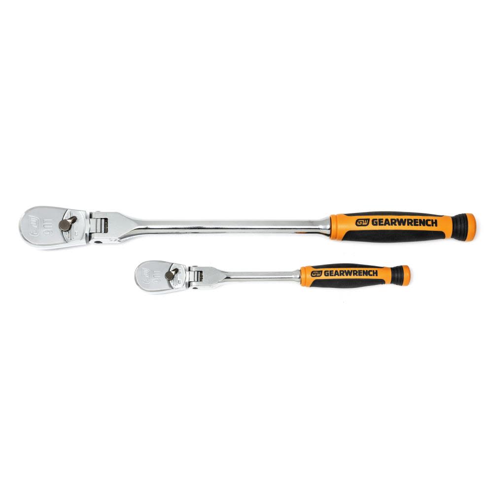 GEARWRENCH 2 Piece 1/4″ and 3/8″ 90 Tooth Dual Material Flex Head Ratchet Set - Flockneti