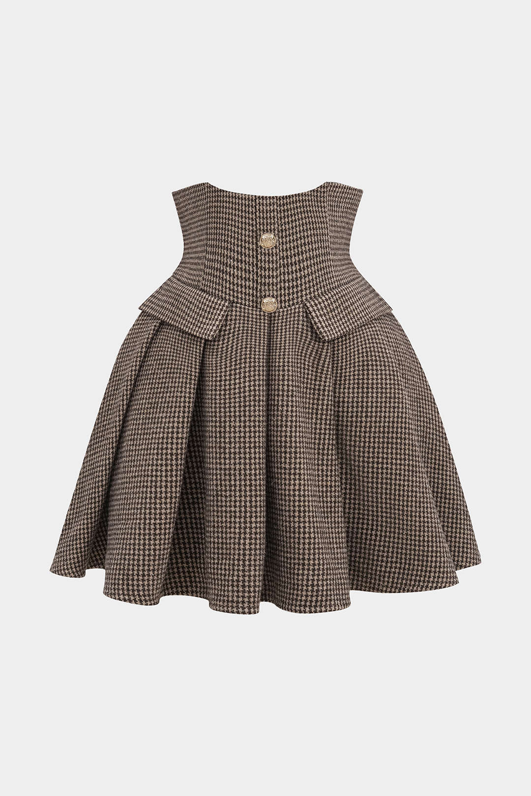 Houndstooth Print Pleated Mini Skirt - Flockneti