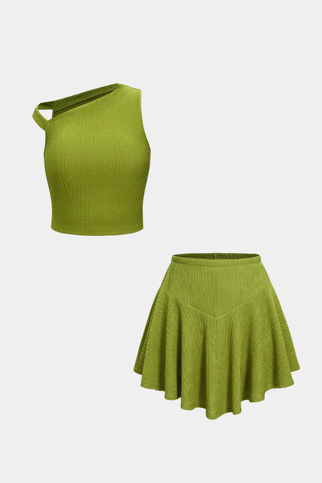 Asymmetrical Tank Top And Ruched Skirt Set - Flockneti