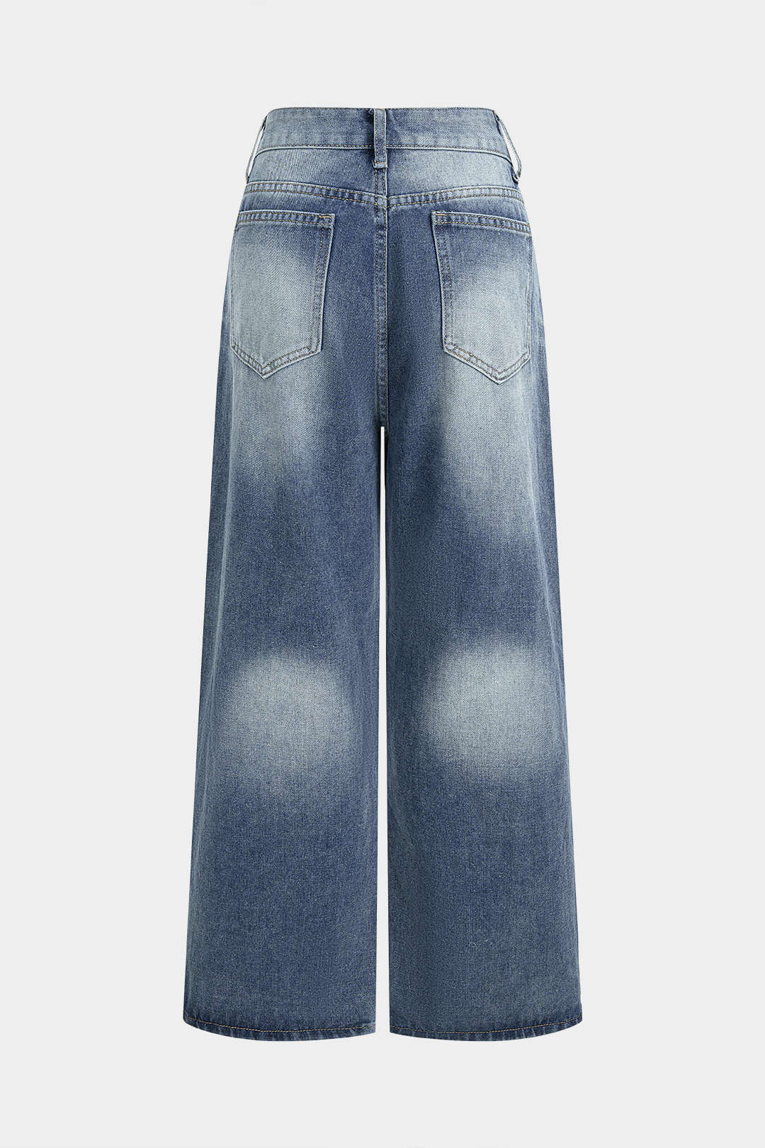 Denim Rivets Decor Pocket Wide Leg Jeans - Flockneti