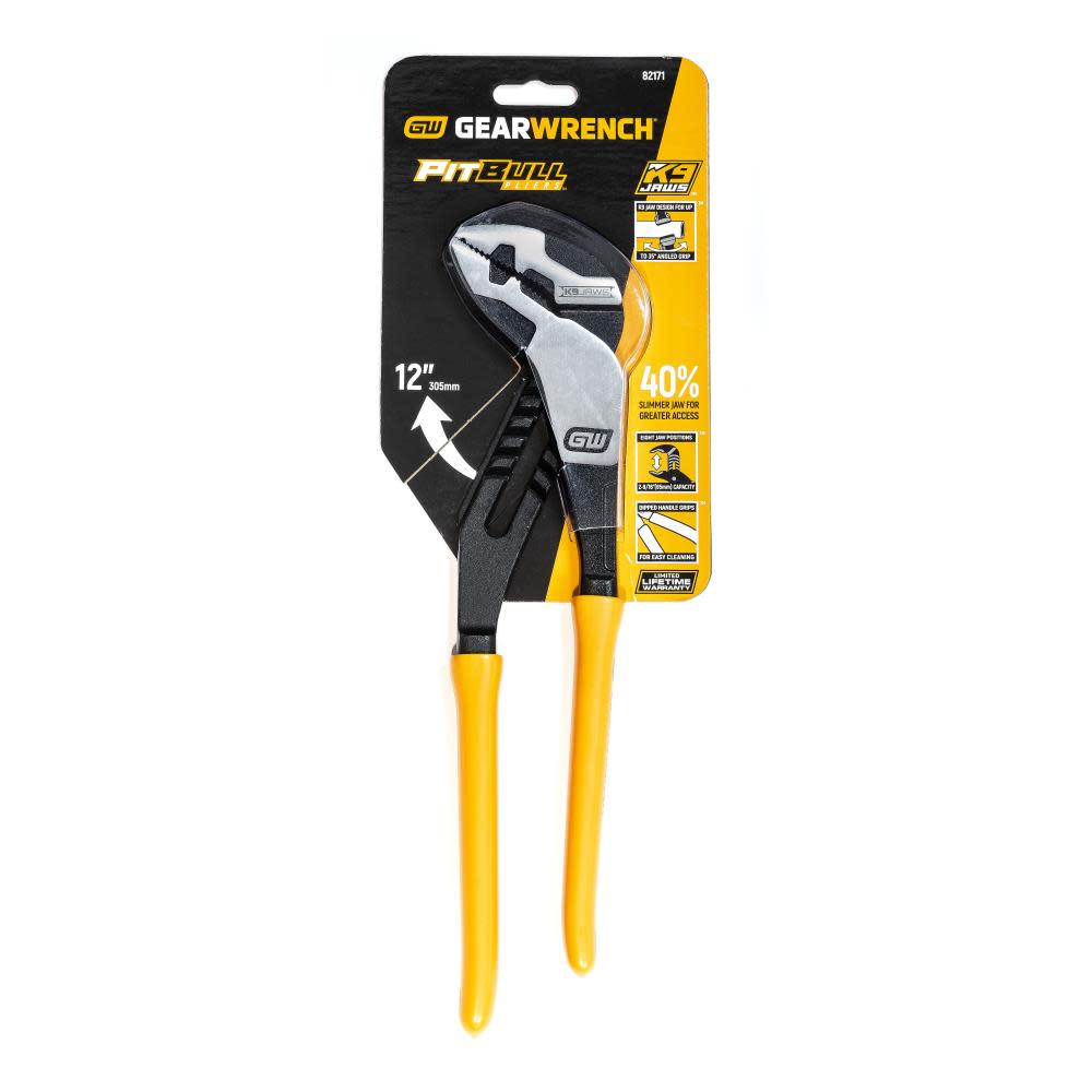 GEARWRENCH 12″ Pitbull K9 Straight Jaw Dual Material Tongue and Groove Pliers - Flockneti