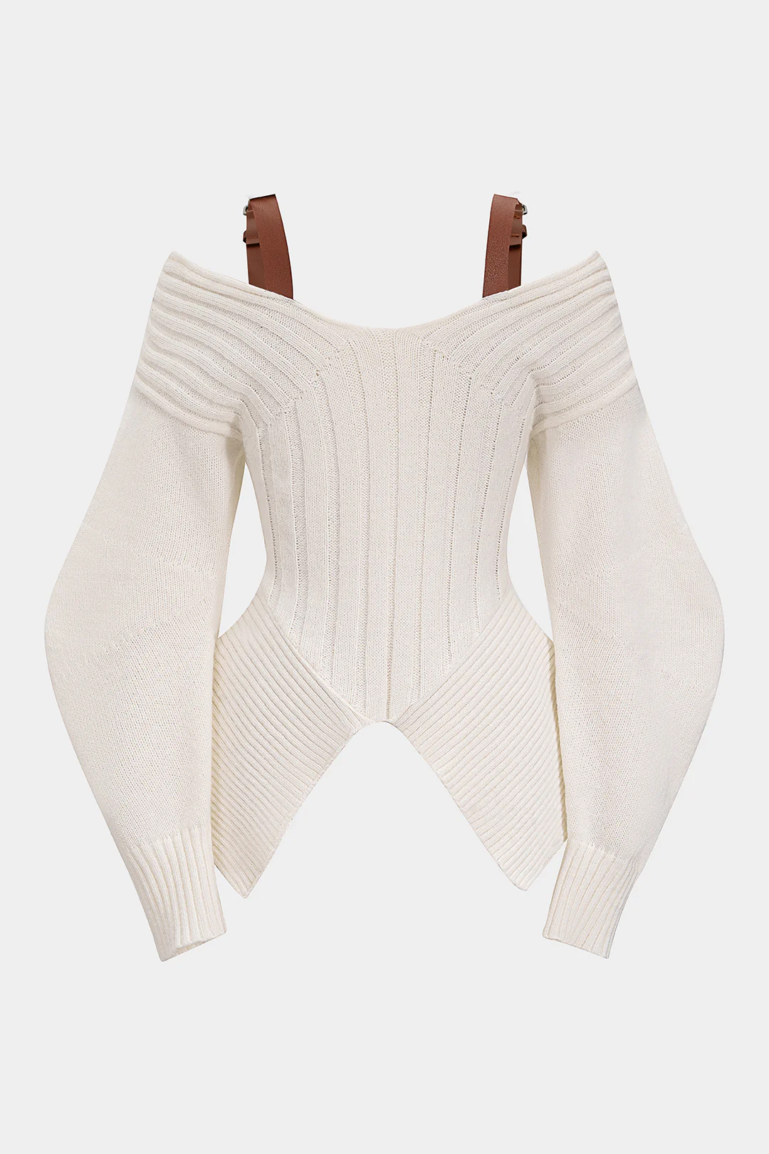 Knit Patchwork Cut Out Long-Sleeve Top - Flockneti