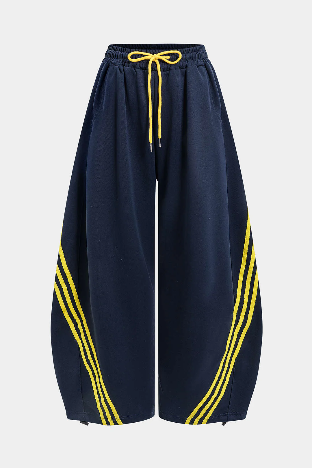 Contrast Tie-Up Barrel Trousers - Flockneti