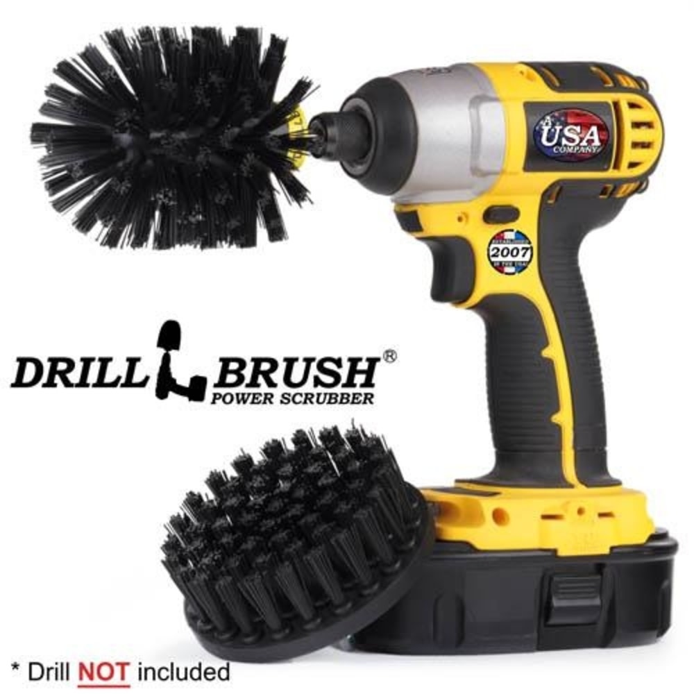 Drill Brush Grill & Heavy Duty Cleaning Kit Ultra Stiff Nylon Bristles 2pc - Flockneti