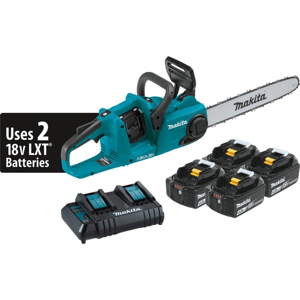 Makita 18V X2 (36V) LXT Lithium-Ion Brushless Cordless 16″ Chain Saw Kit with 4 Batteries (4.0Ah) - Flockneti