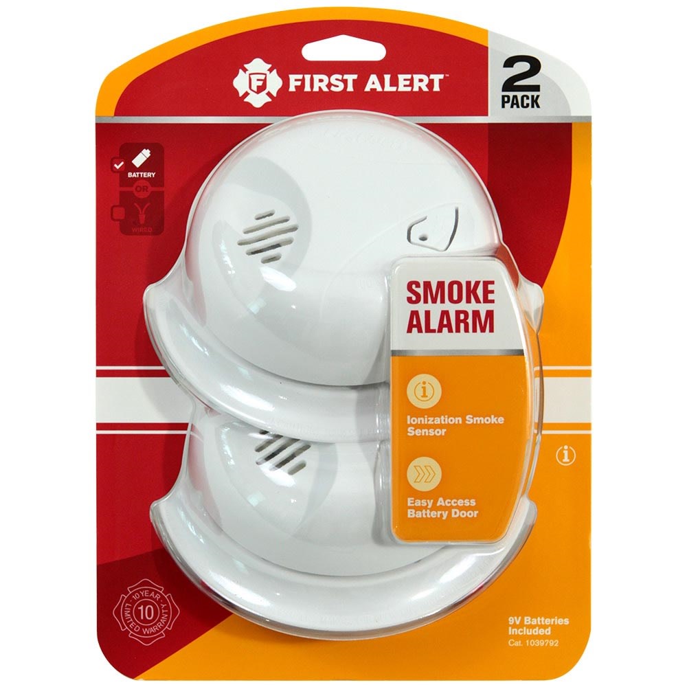 First Alert Battery Operated Ionization Smoke Alarm 2pk - Flockneti