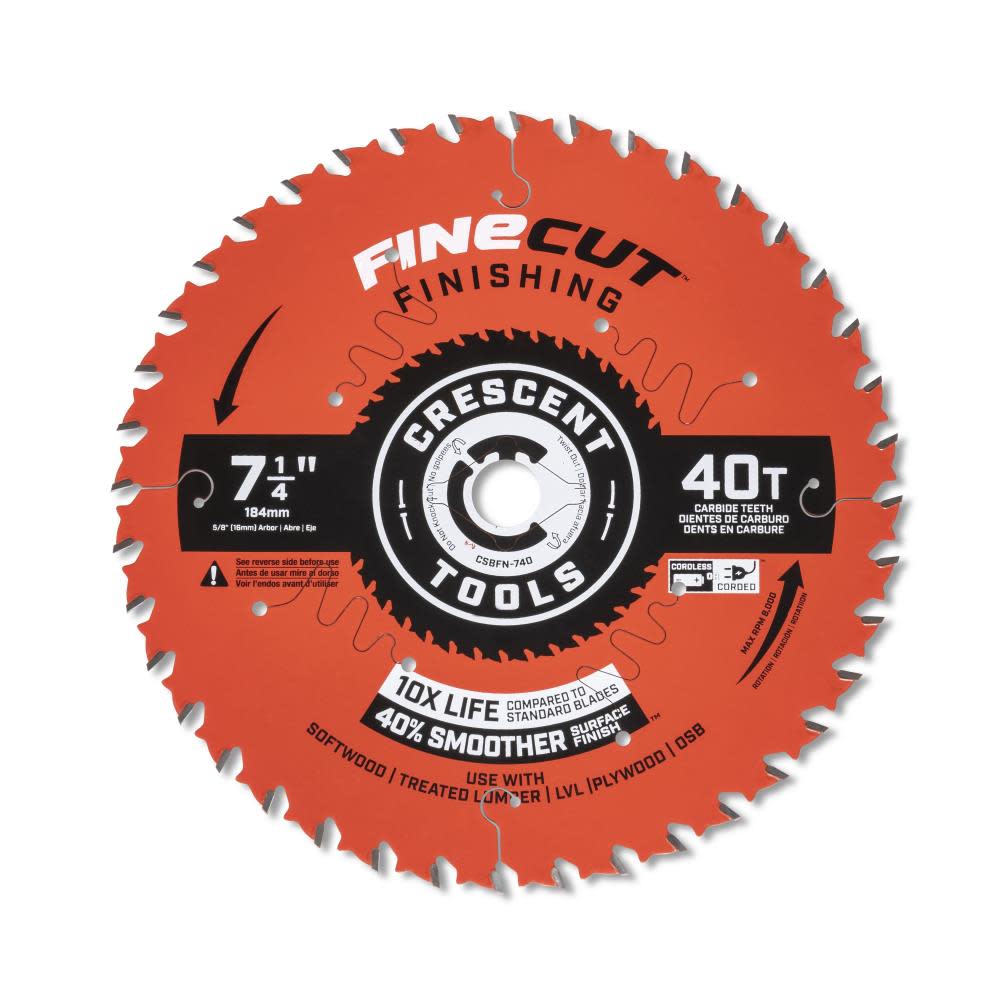 Crescent Circular Saw Blade 7 1/4″ x 40 Tooth Fine Cut Finishing - Flockneti