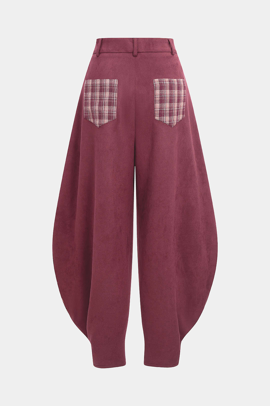 Plaid Print Suede Patchwork Pants - Flockneti