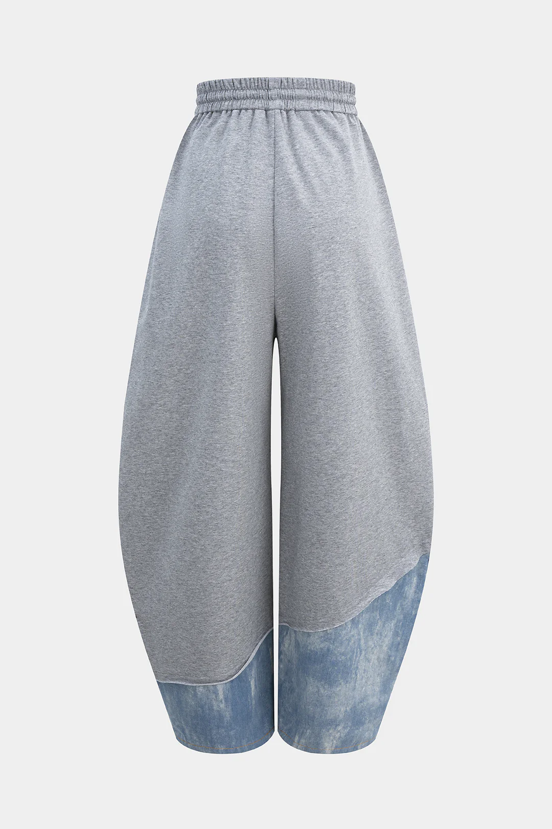 Denim Patchwork Drawstring Asymmetrical Pants - Flockneti