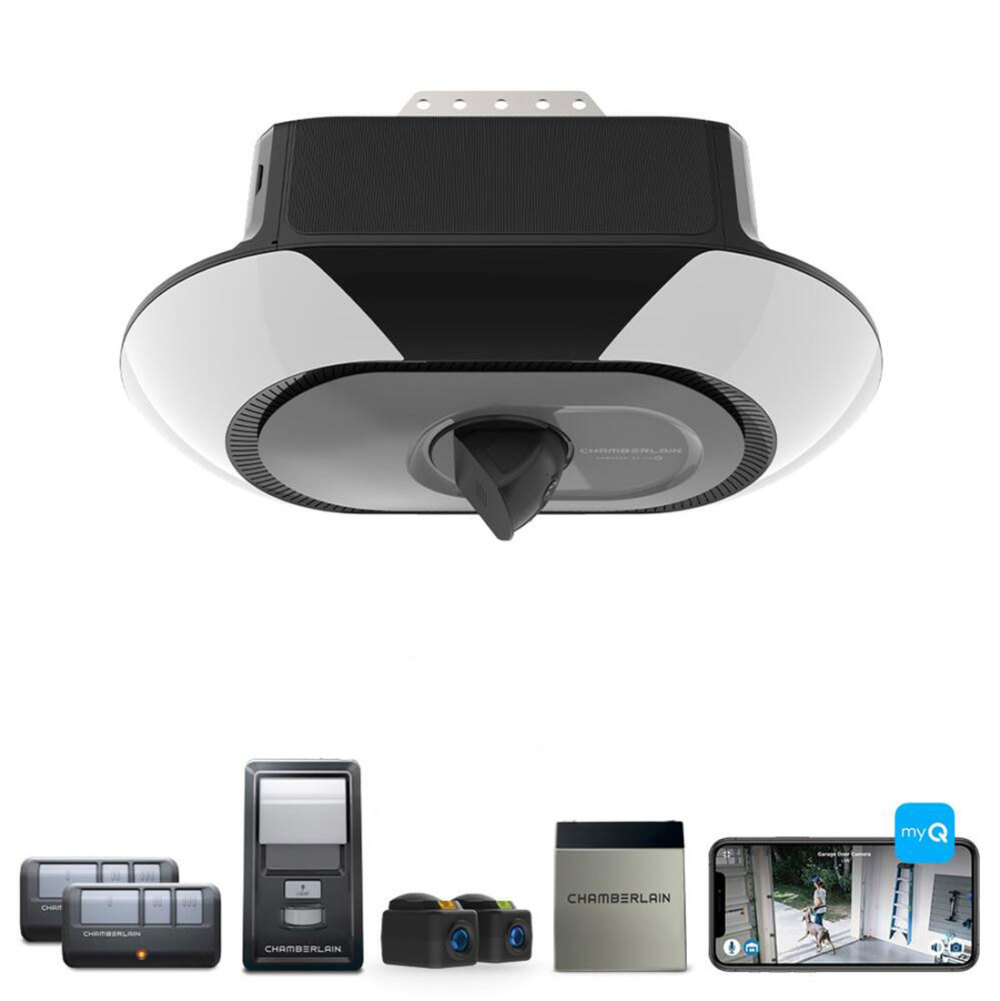 Chamberlain 1 1/4 HP Camera LED Wi Fi Belt Drive Opener with Battery Backup - Flockneti