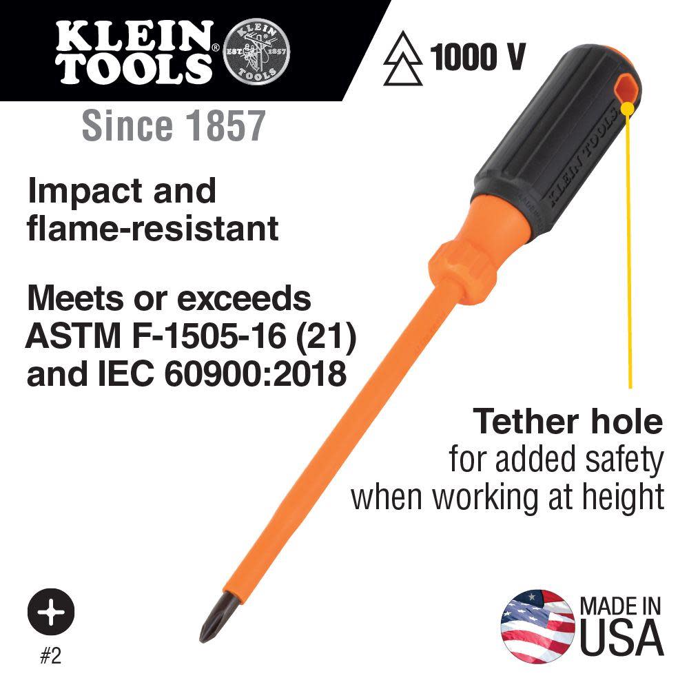 Klein Tools 4″ Insulated Driver #2 Phillips Tip - Flockneti